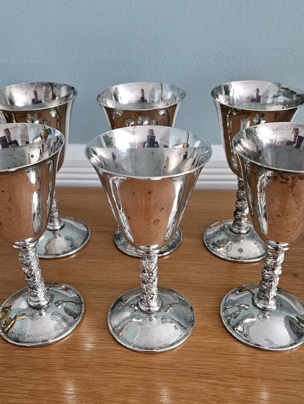 Set of Six Silver Goblets